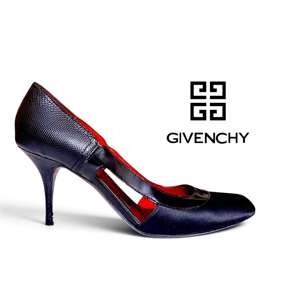 Givenchy Size 36 Black and Red Leather D'Orsay Pumps